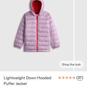 Lightweight Hooded Puffer Jacket - Lilac with Red Trim